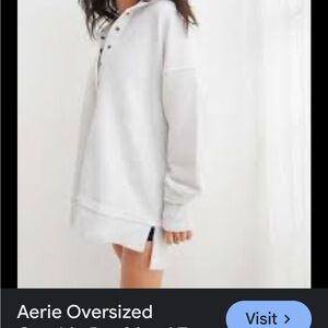 Aerie Oversized White Henley Waffle Sweatshirt Women’s small